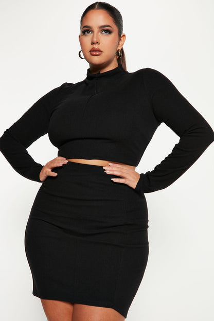 Just Over You Skirt Set - Black
