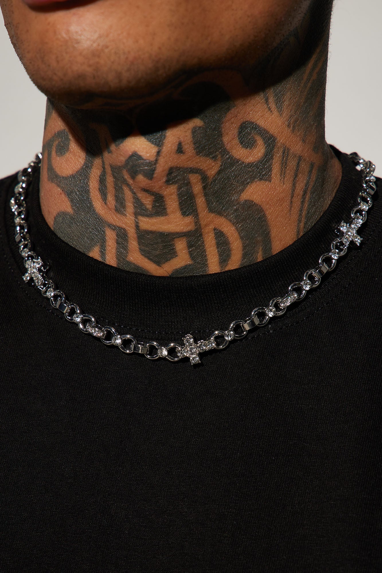 Cross Infinity Link Chain Necklace - Silver