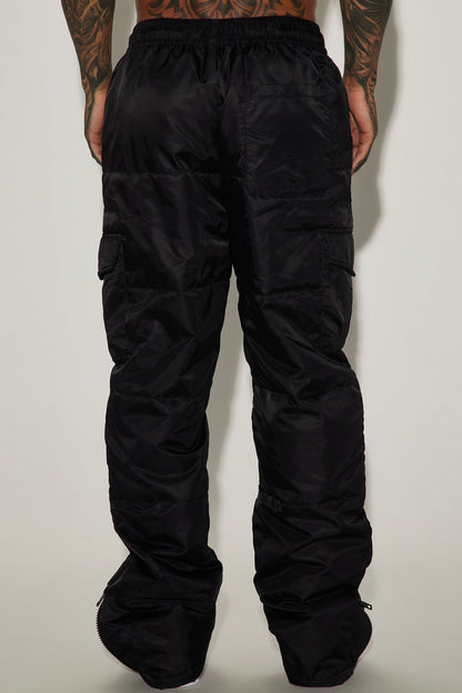 Ride With Me Baggy Padded Nylon Pants - Black