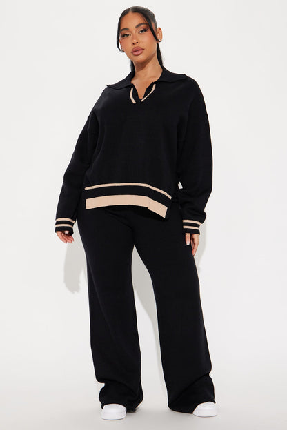 Oh So Comfy Sweater Pant Set - Black/combo