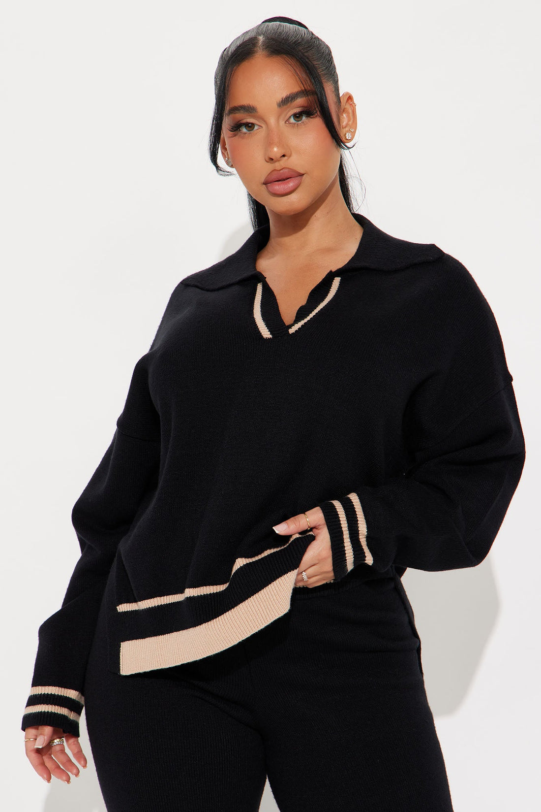 Oh So Comfy Sweater Pant Set - Black/combo