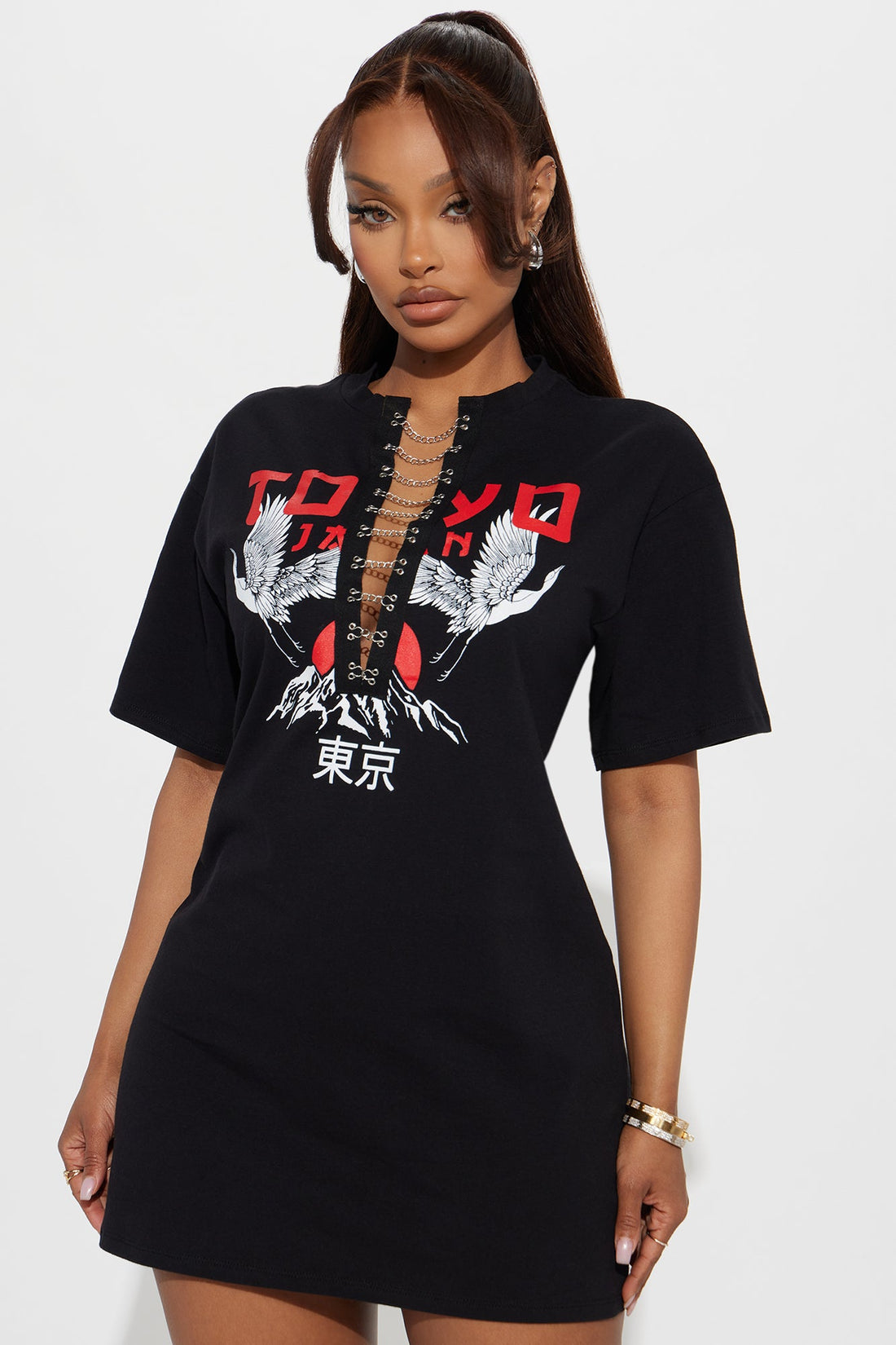 Tokyo Drift Tshirt Mini Dress - Black