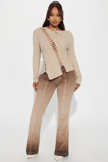 Plenty Of Secrets Cut Out Sweater - Beige