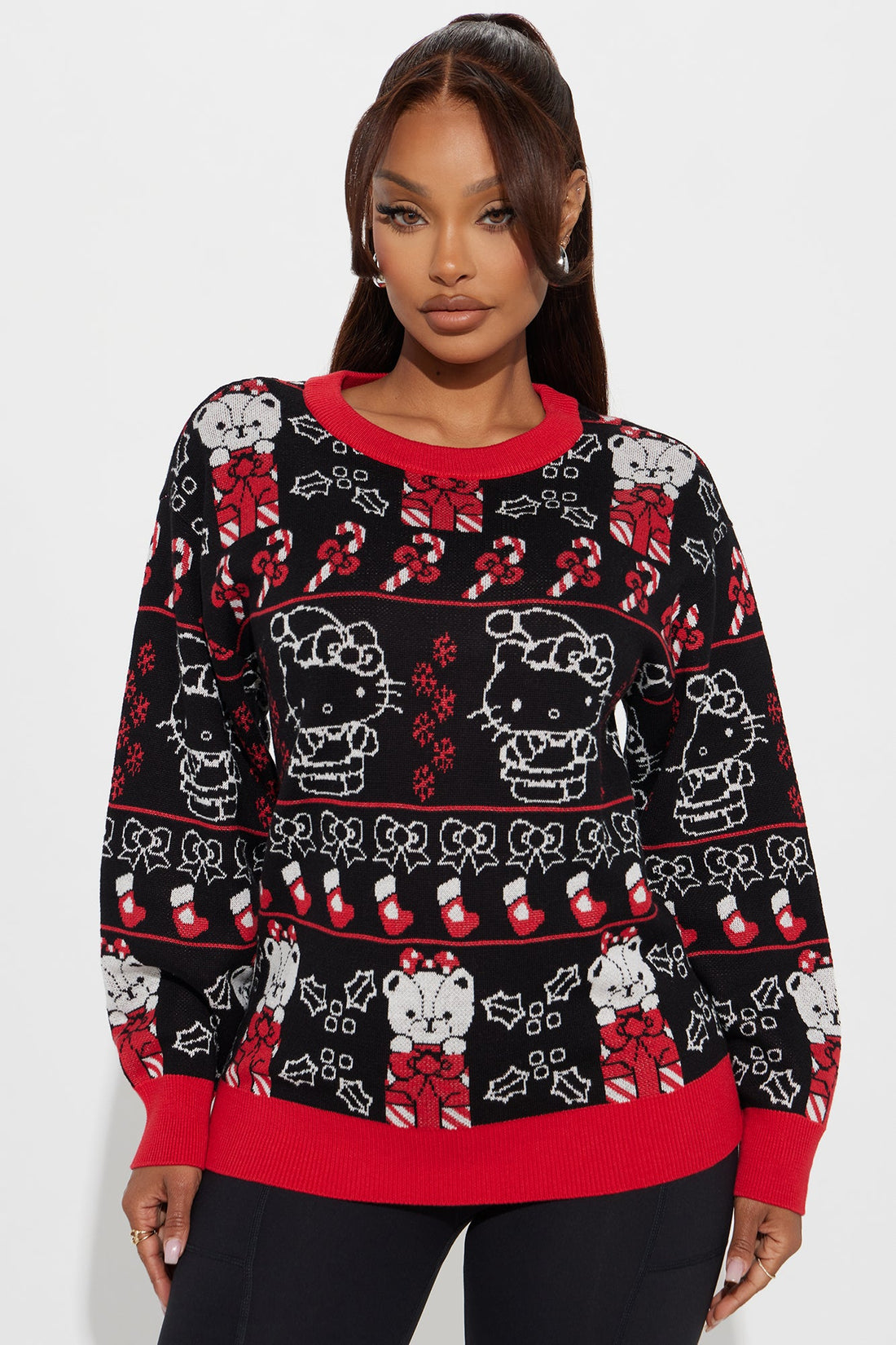 Hello Kitty Christmas Sweater - Black/combo