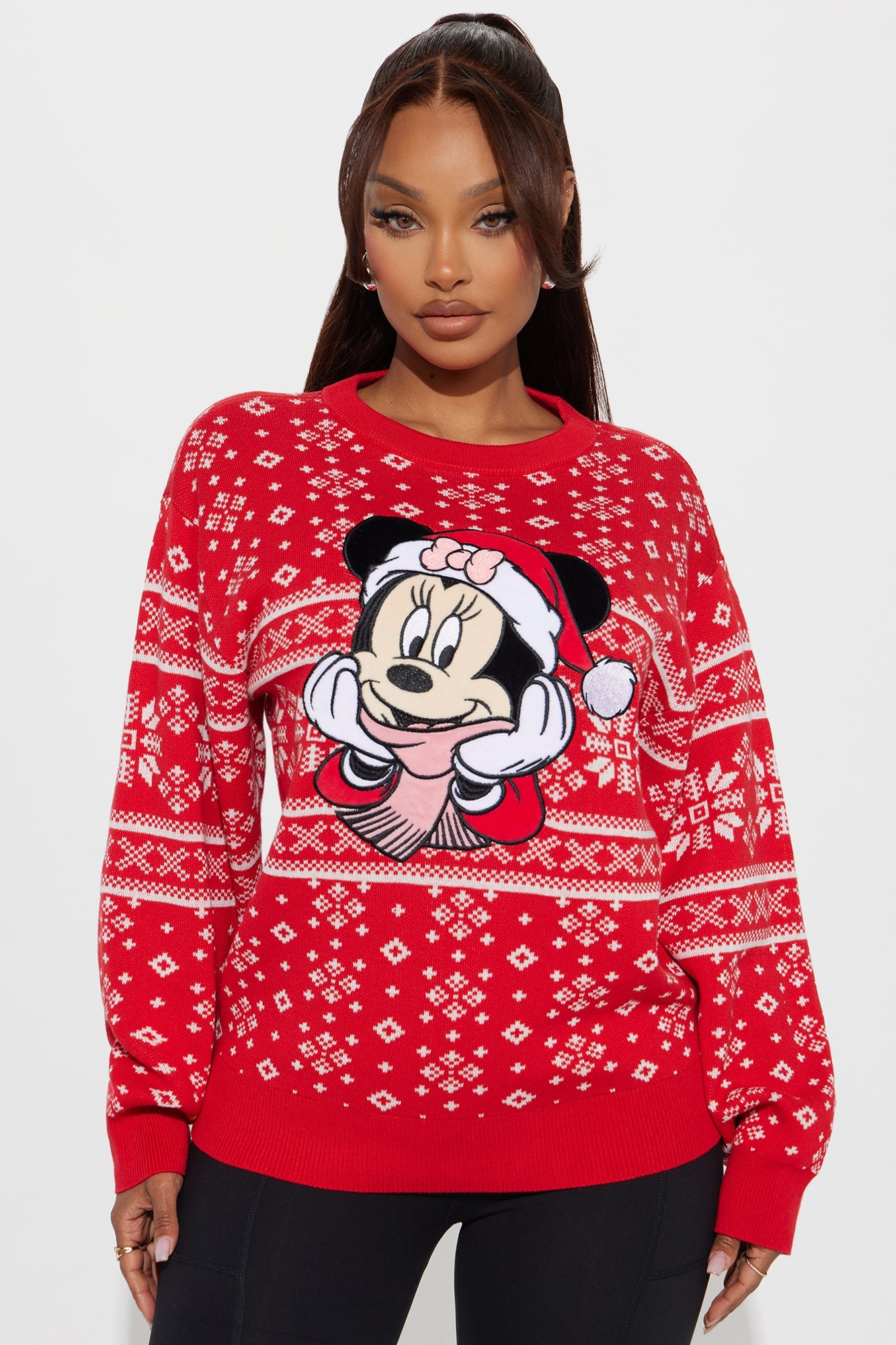 Minnie Mouse Santa Hat Sweater - Red/combo