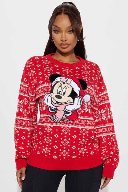 Minnie Mouse Santa Hat Sweater - Red/combo