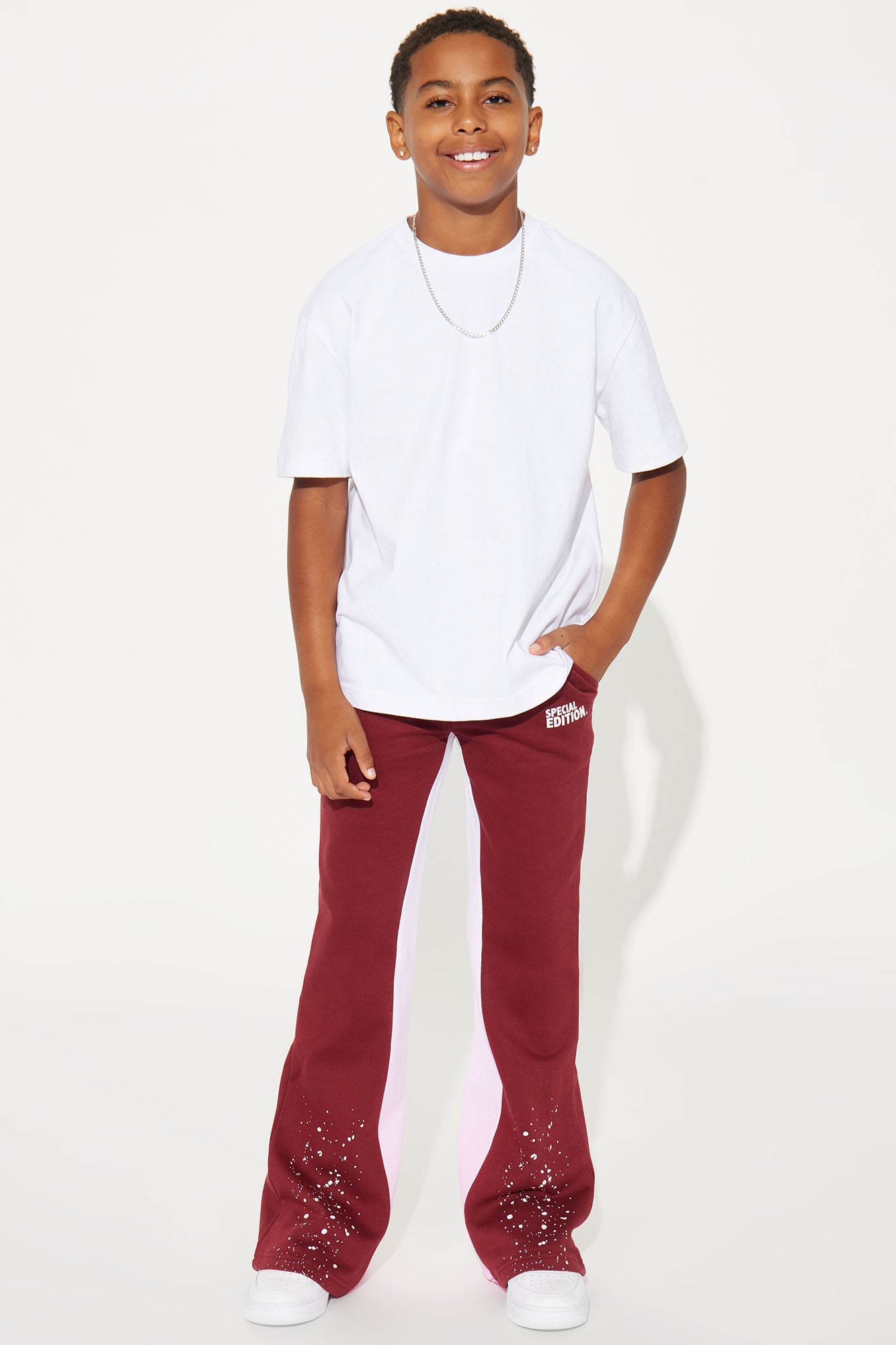 Mini Special Edition Cut &amp; Sew Printed Fleece Pant - Burgundy