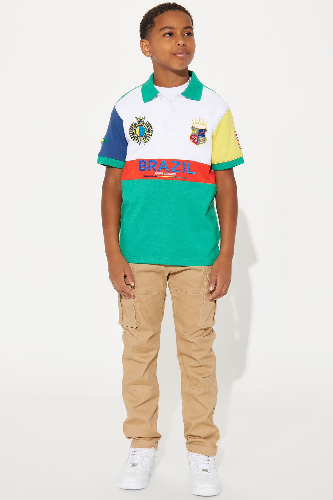 Mini Brazil Sport League Polo Knit Top - Green
