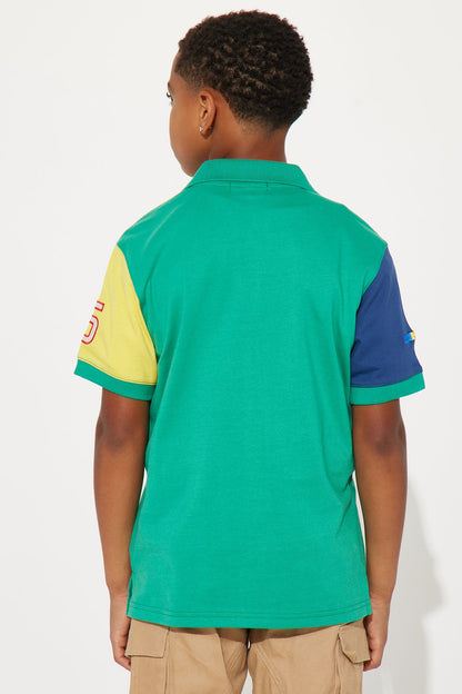 Mini Brazil Sport League Polo Knit Top - Green