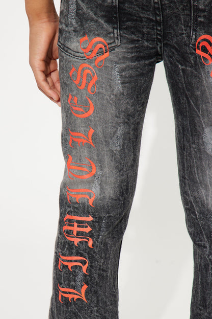 Mini Limitless Rip &amp; Repair Stacked Flare Denim Jean - Black Wash