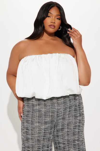 Work Wifey Bubble Tweed Jumpsuit - White/combo