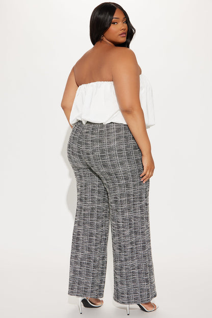 Work Wifey Bubble Tweed Jumpsuit - White/combo