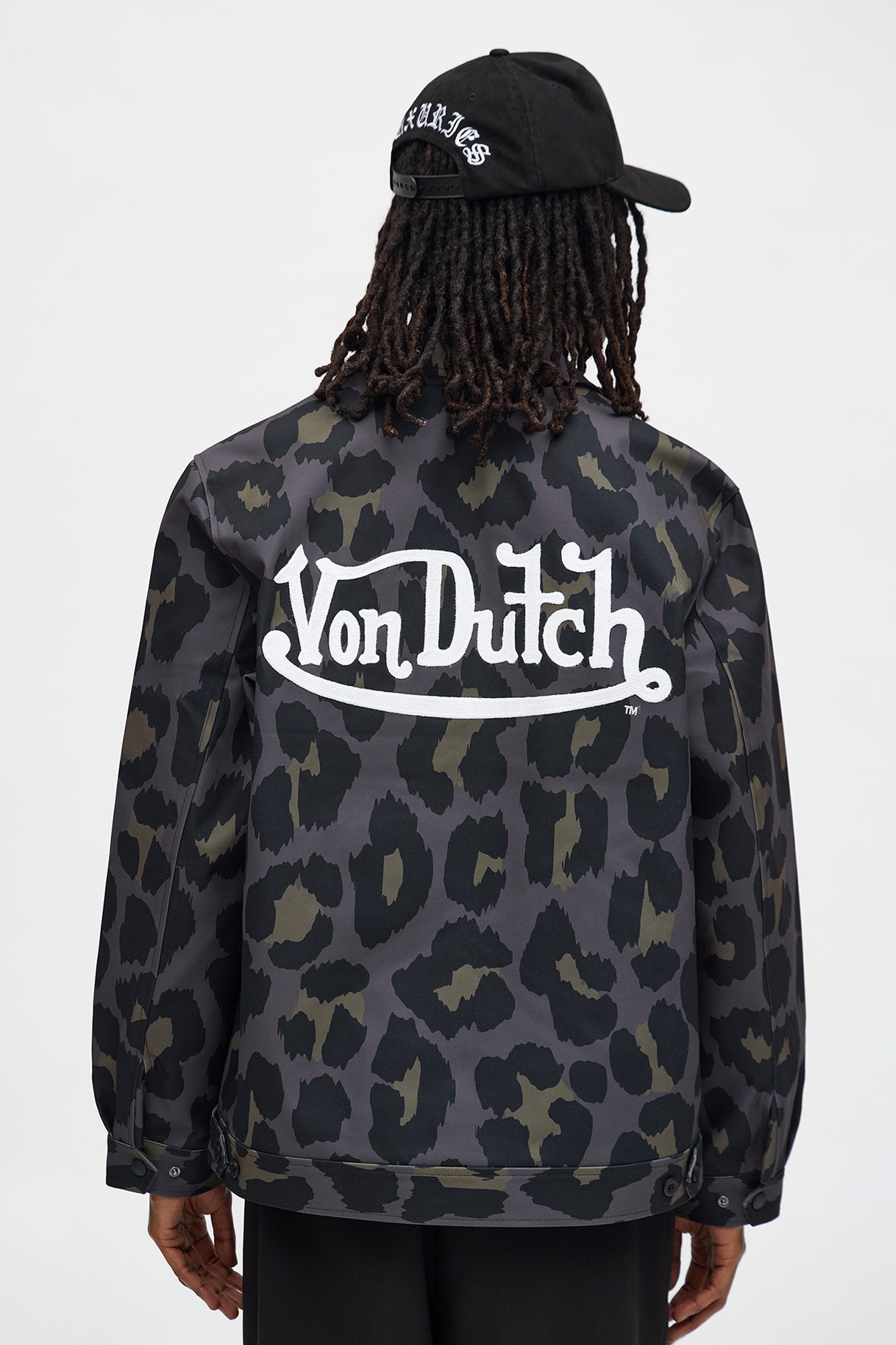 Von Dutch Leopard Print Work Jacket - Taupe