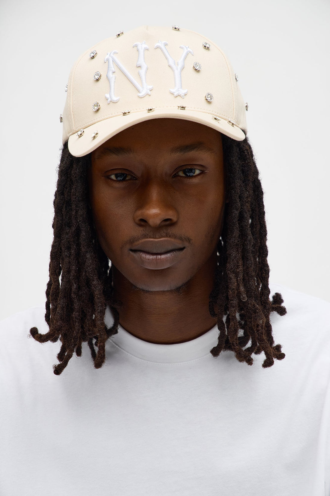 New York Embellished Structured Snapback Hat - Stone