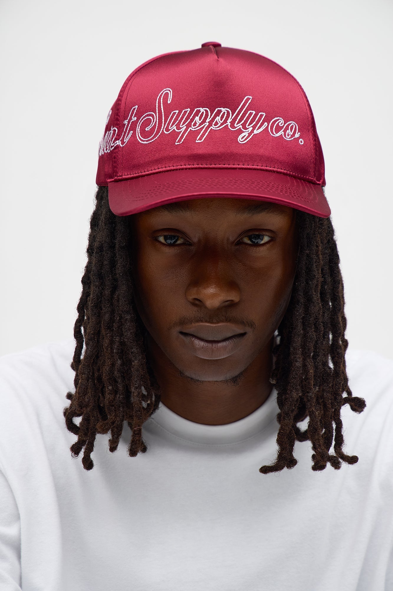 Saint Supply Co Satin Structured Snapback Hat - Burgundy