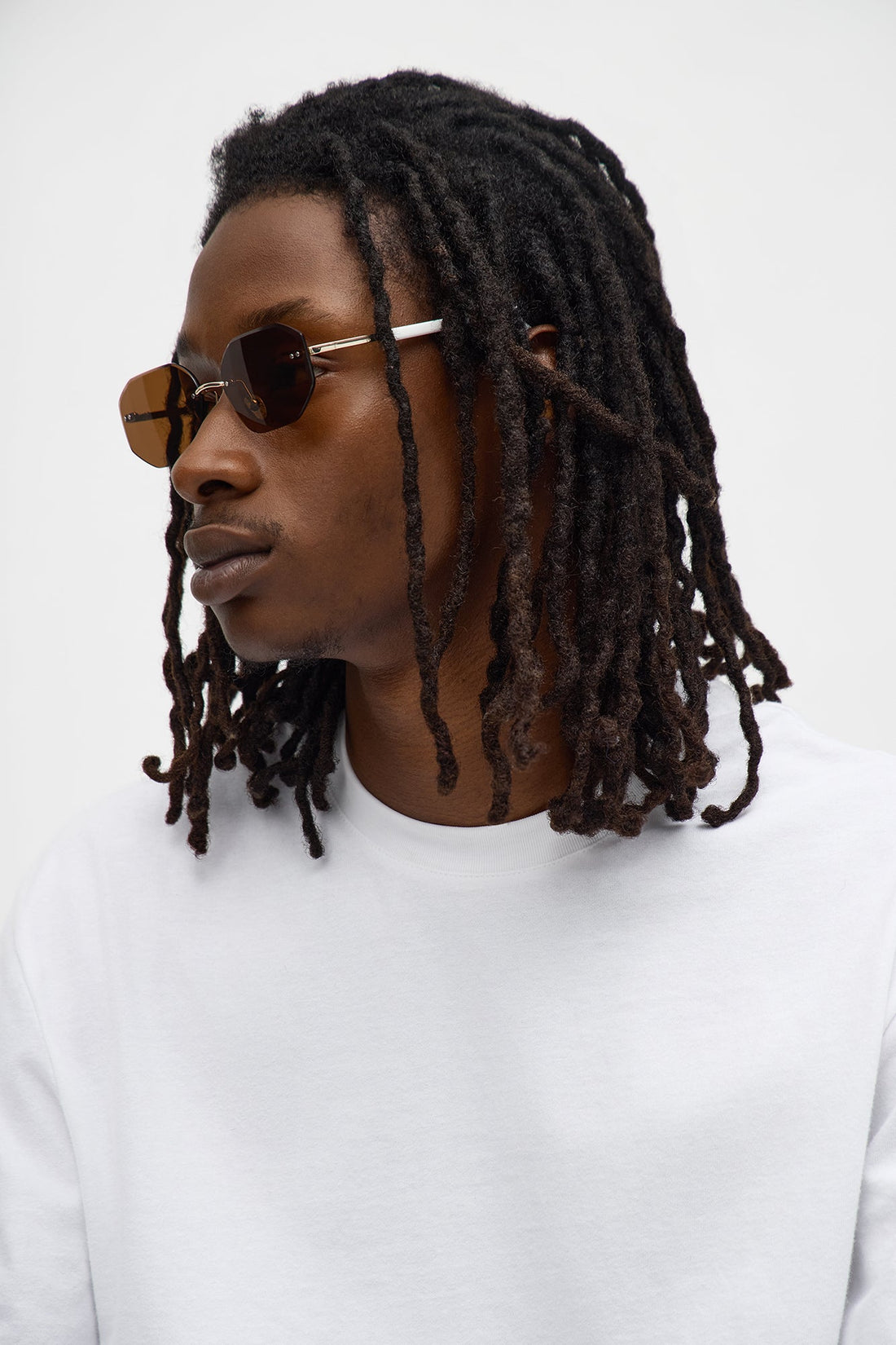 Frameless Geometric Colored Lens Sunglasses - Brown