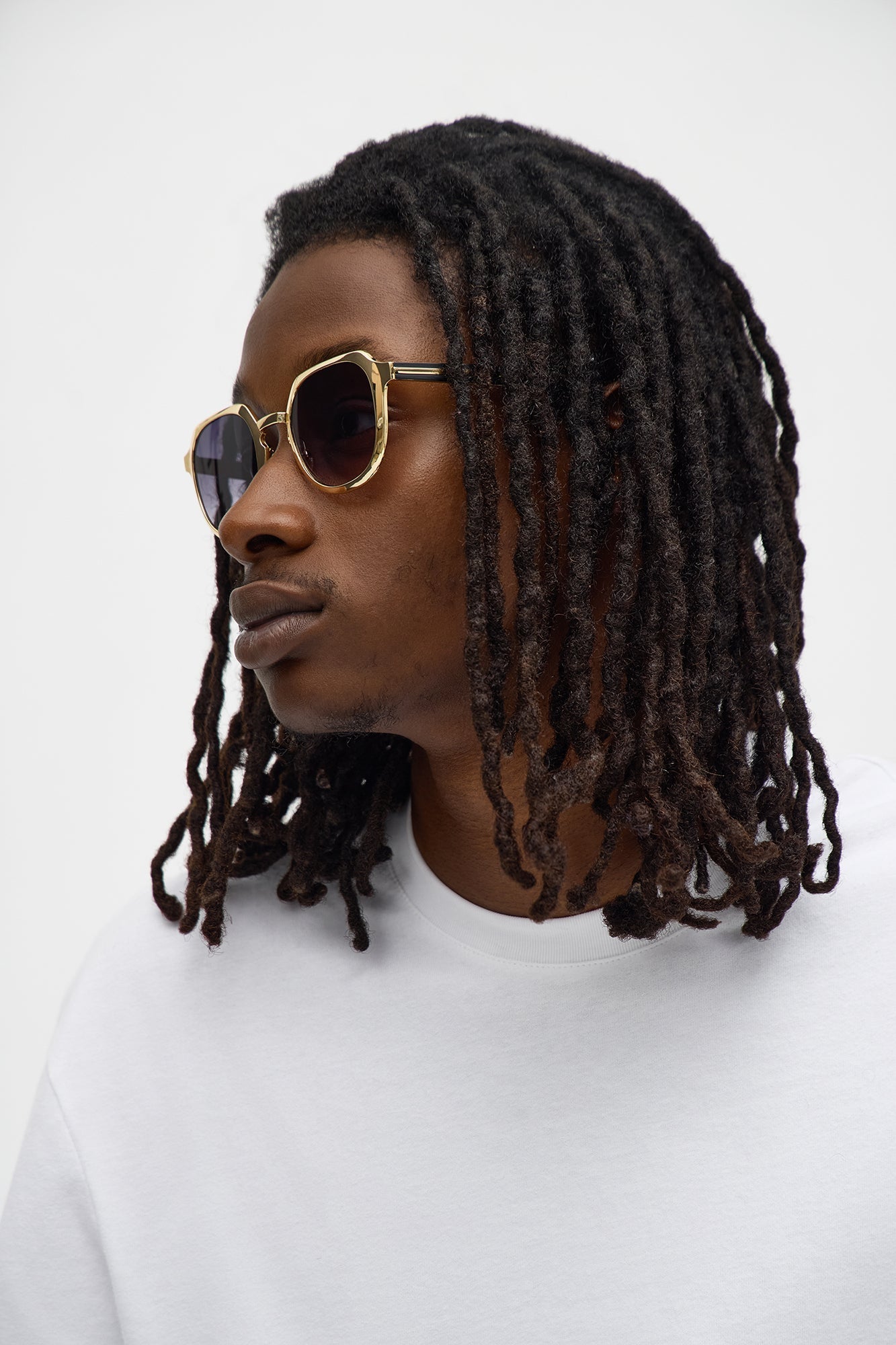 Deco Colored Lens Aviator Metal Sunglasses - Gold