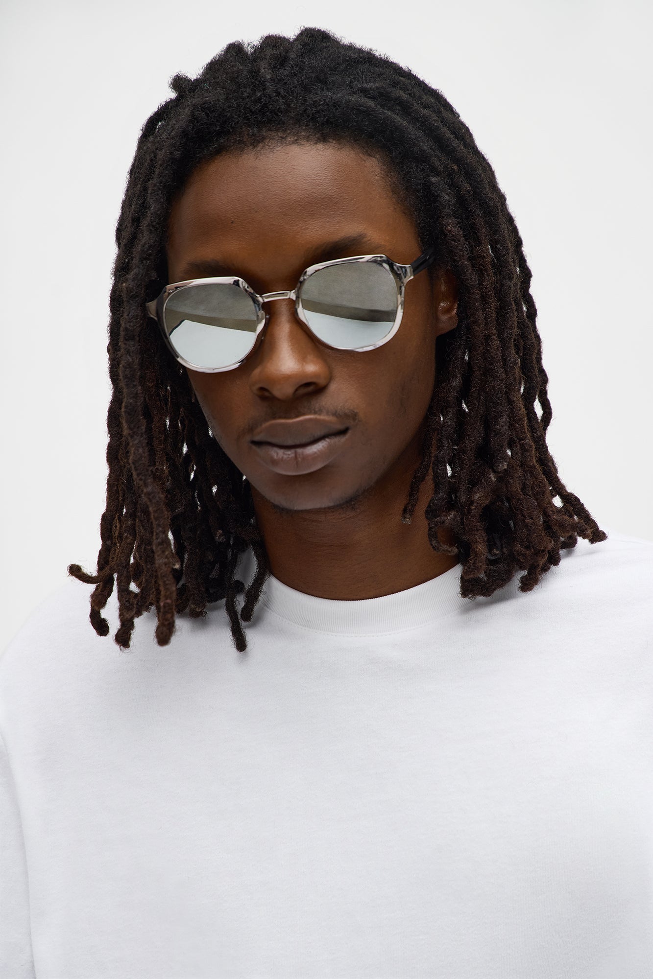 Deco Colored Lens Aviator Metal Sunglasses - Silver