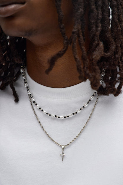 Celestial Two Piece Beaded Necklace Set - Silver