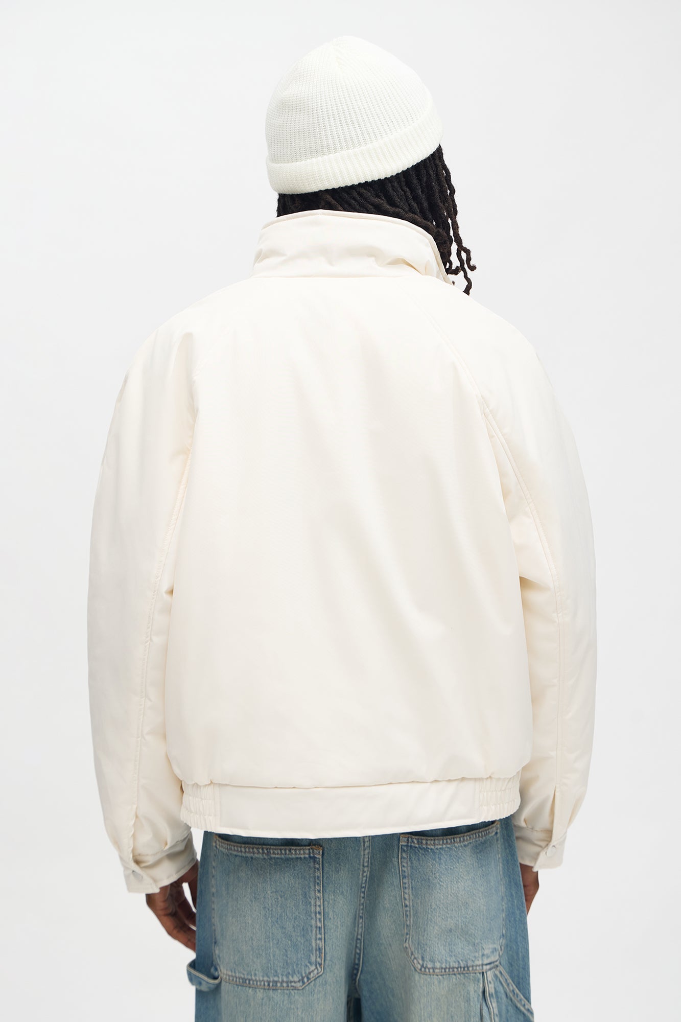 Level Up Paneled Bomber Puffer Jacket - Off White