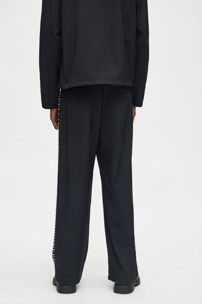 Baggy Pleated Pearl Pant - Black
