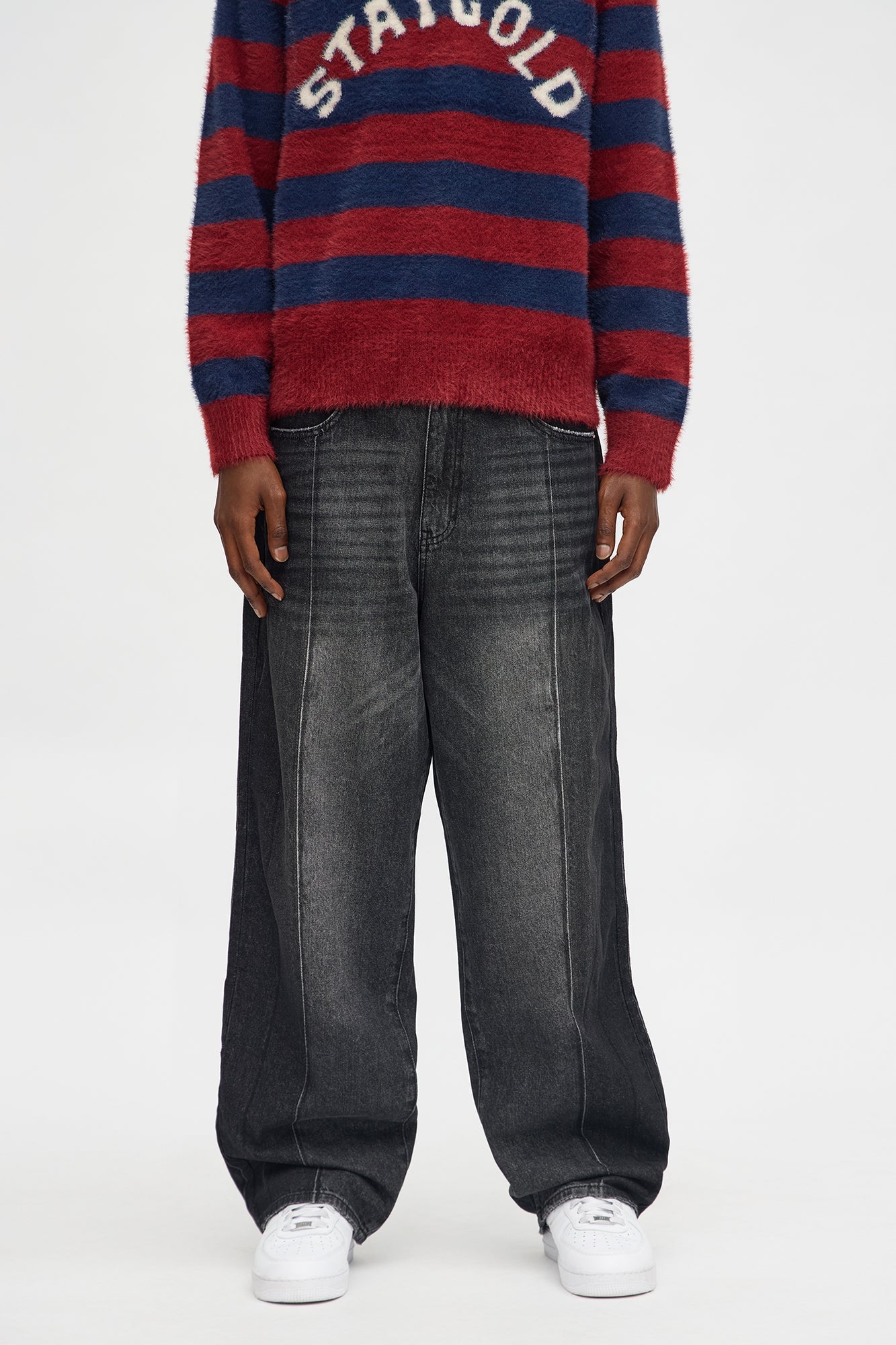 Baggy Faux Pleat Jean - Black Wash