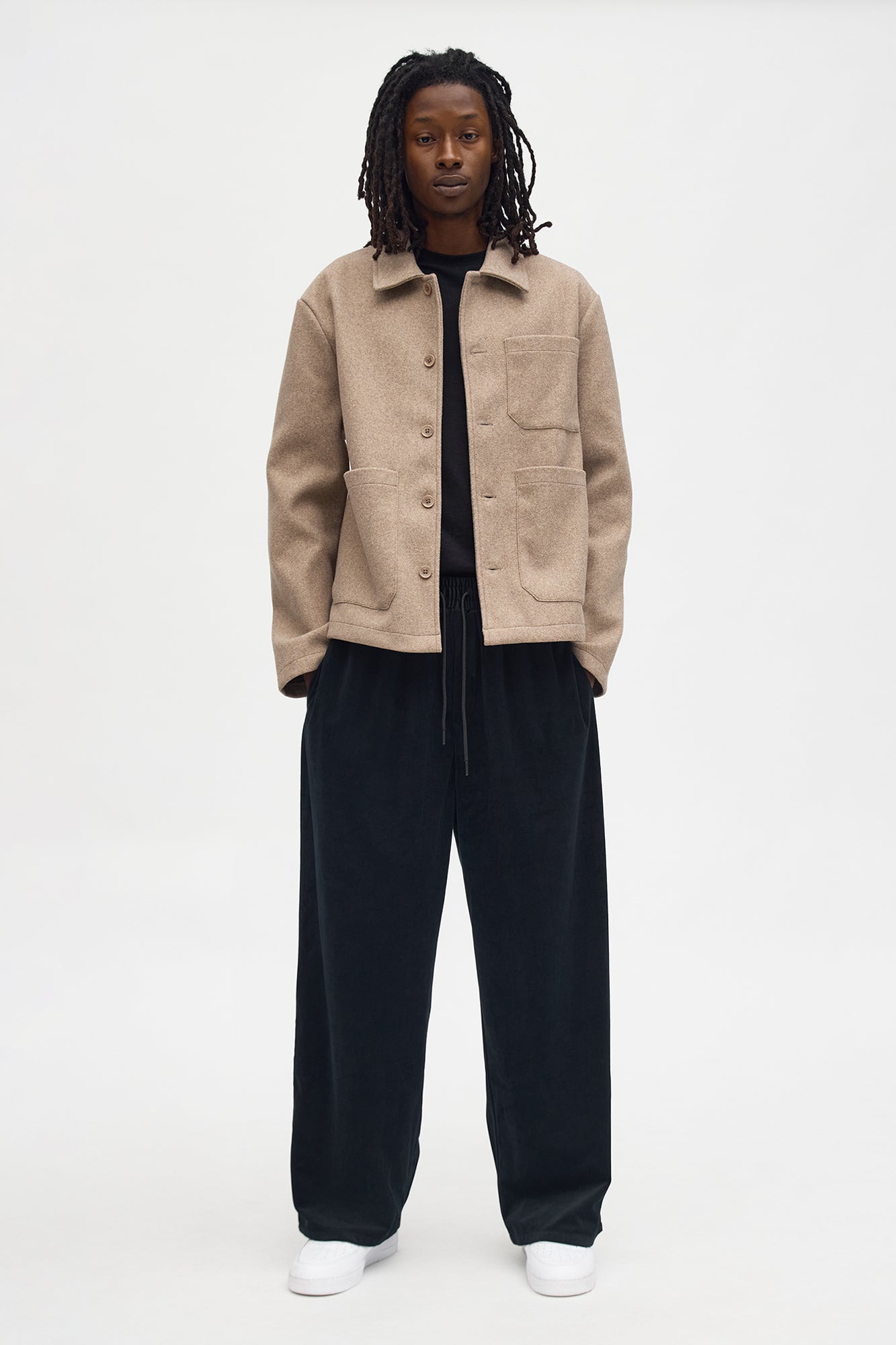 Elevated Faux Wool Chore Jacket - LightBrown