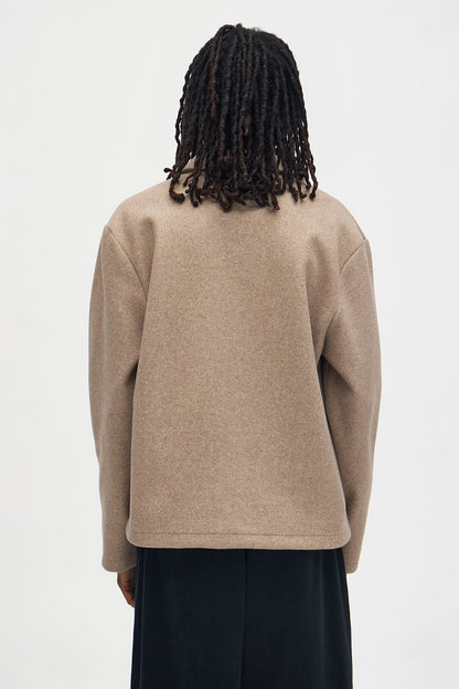 Elevated Faux Wool Chore Jacket - LightBrown