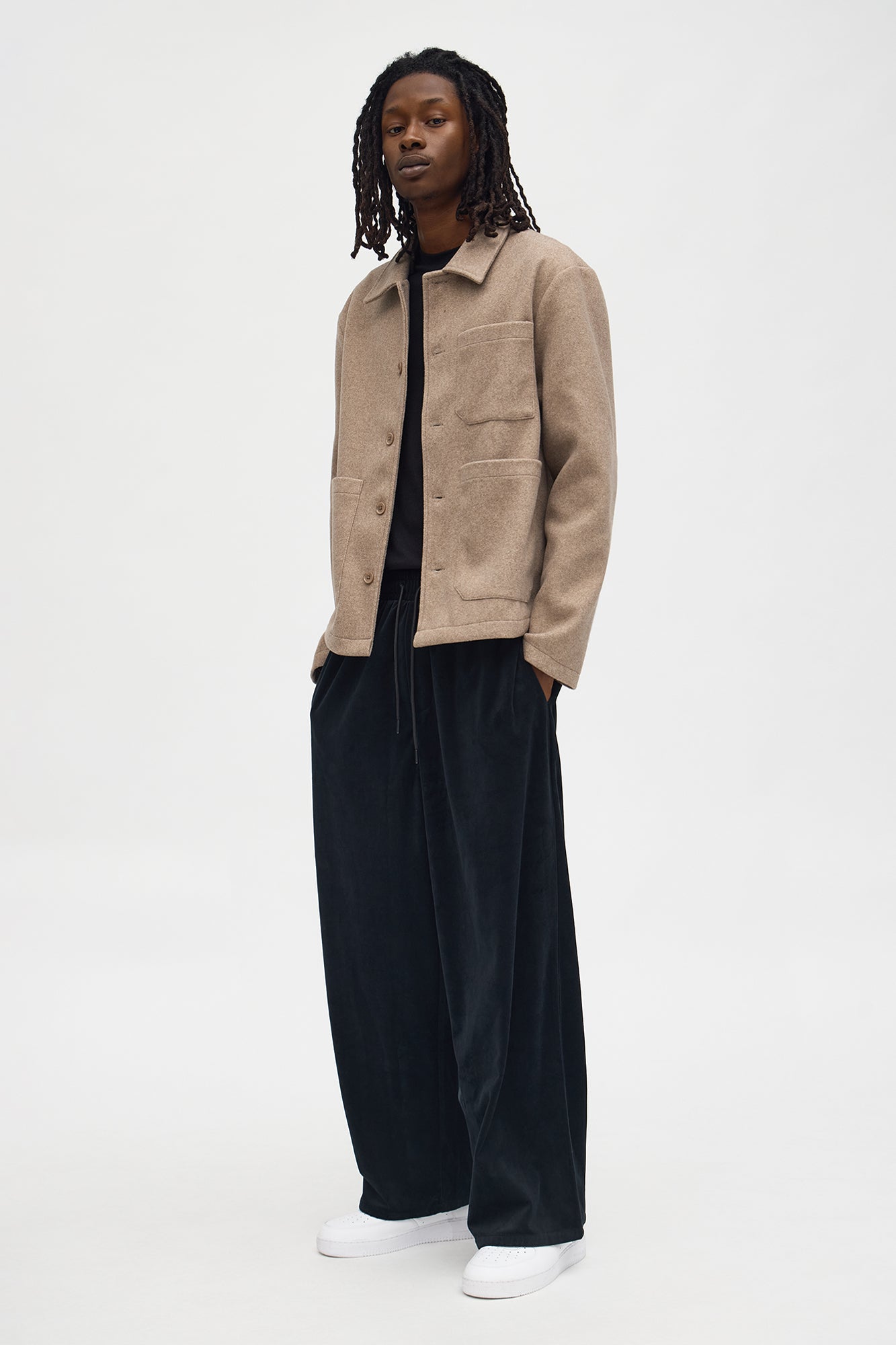 Baggy Fancy Slouch Drawstring Pant - Black
