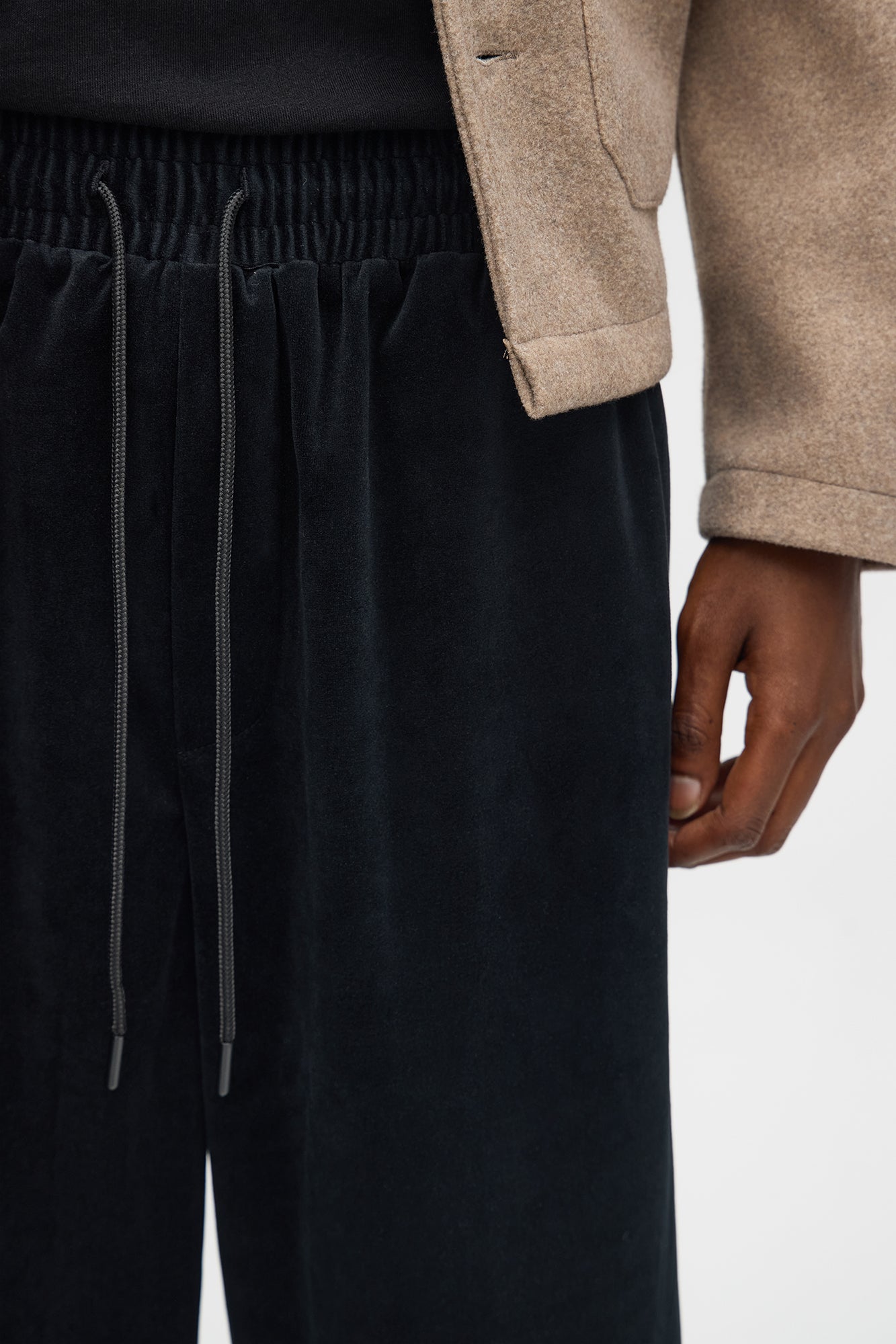 Baggy Fancy Slouch Drawstring Pant - Black