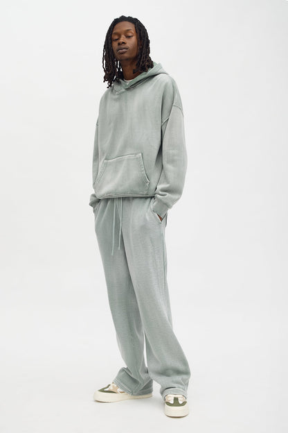 Acid Wash Heavyweight Slim Flare Sweatpants - Sage