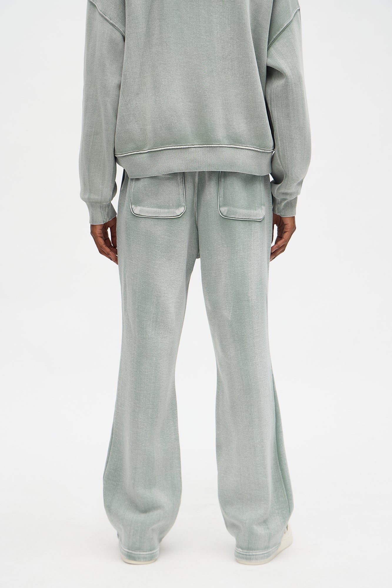 Acid Wash Heavyweight Slim Flare Sweatpants - Sage