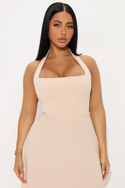 Alena Halter Midi Dress - Stone