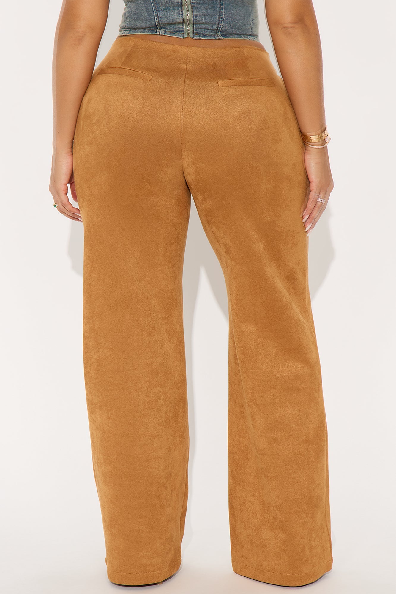 Retro Haze Faux Suede Wide Leg Pant 32″ - Camel