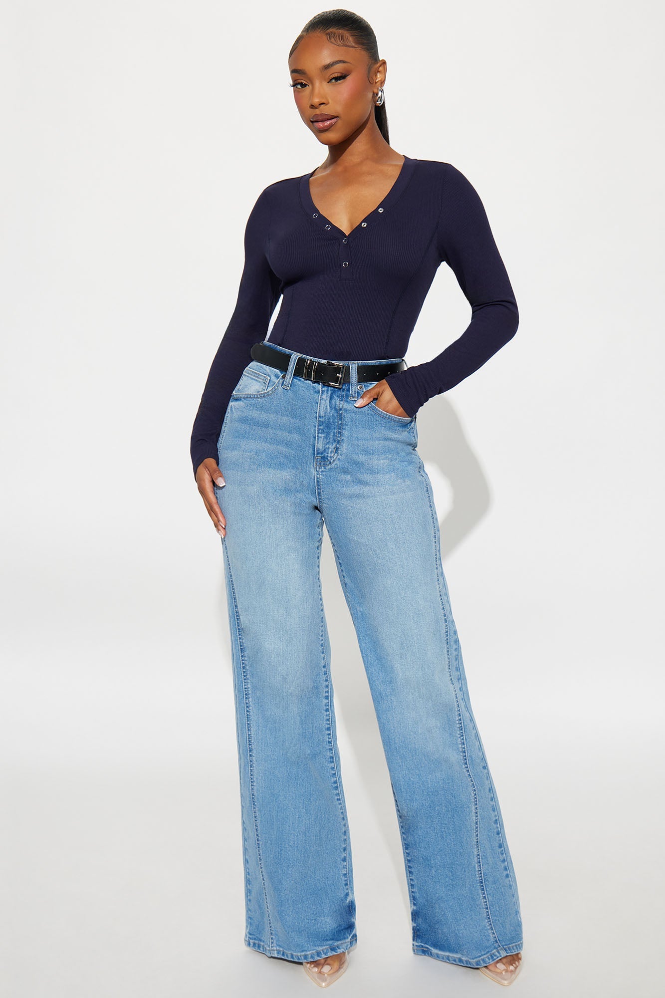 Upper West High Rise Stretch Flare Jeans - Medium Wash