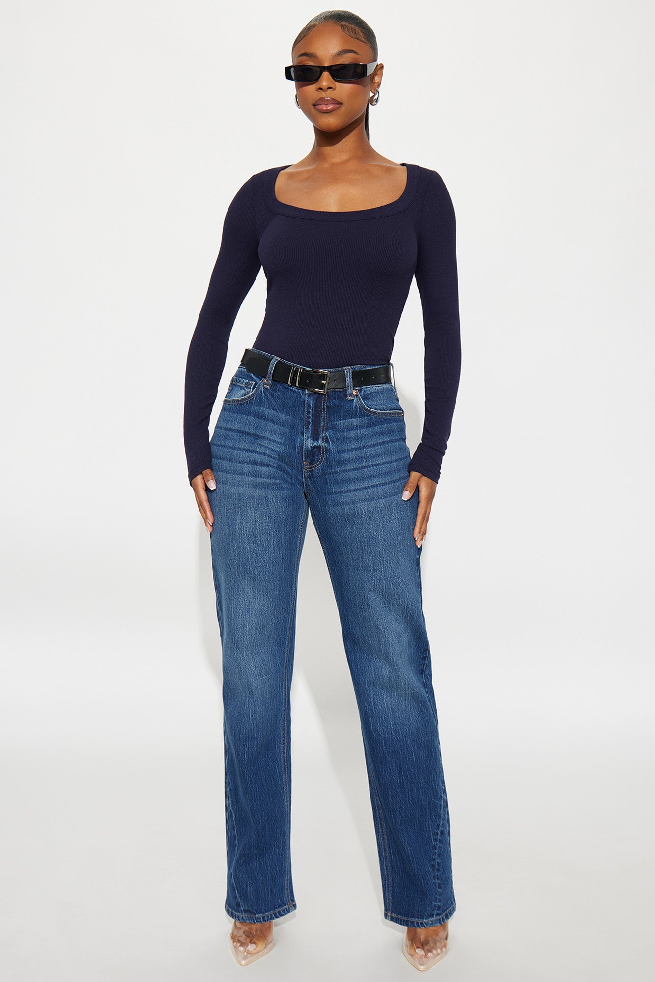Deserved It Stretch Straight Leg Jeans - Dark Wash