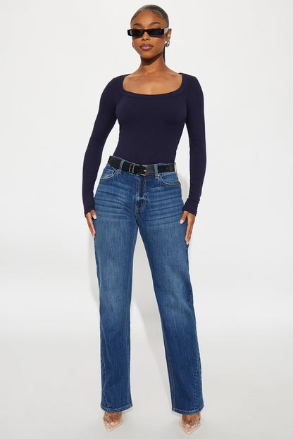 Deserved It Stretch Straight Leg Jeans - Dark Wash
