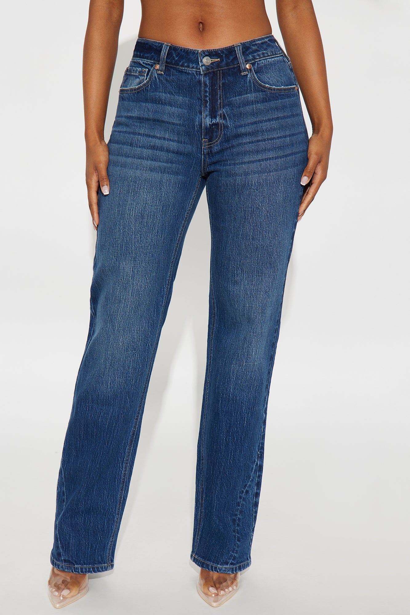 Deserved It Stretch Straight Leg Jeans - Dark Wash