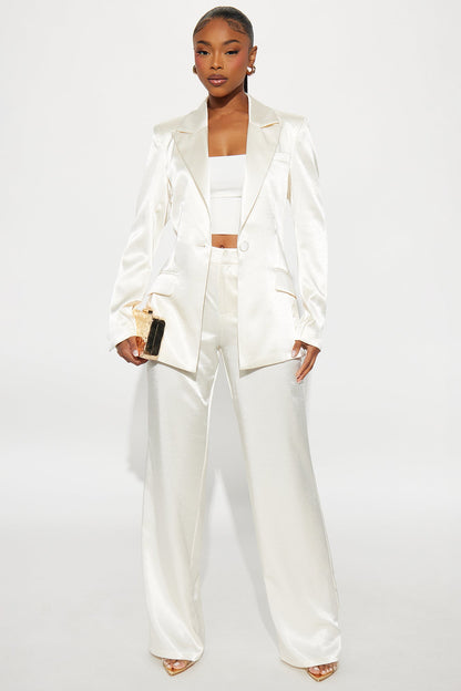 Selena Satin Hourglass Blazer - Ivory