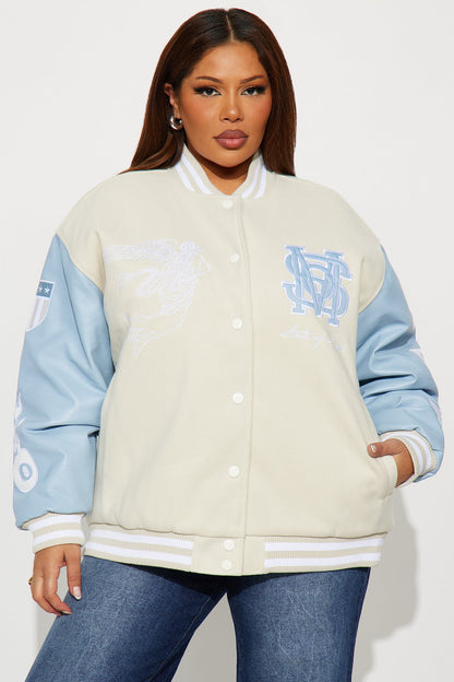 State Of Mind Varsity Jacket - Cream/combo