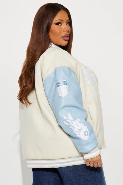 State Of Mind Varsity Jacket - Cream/combo