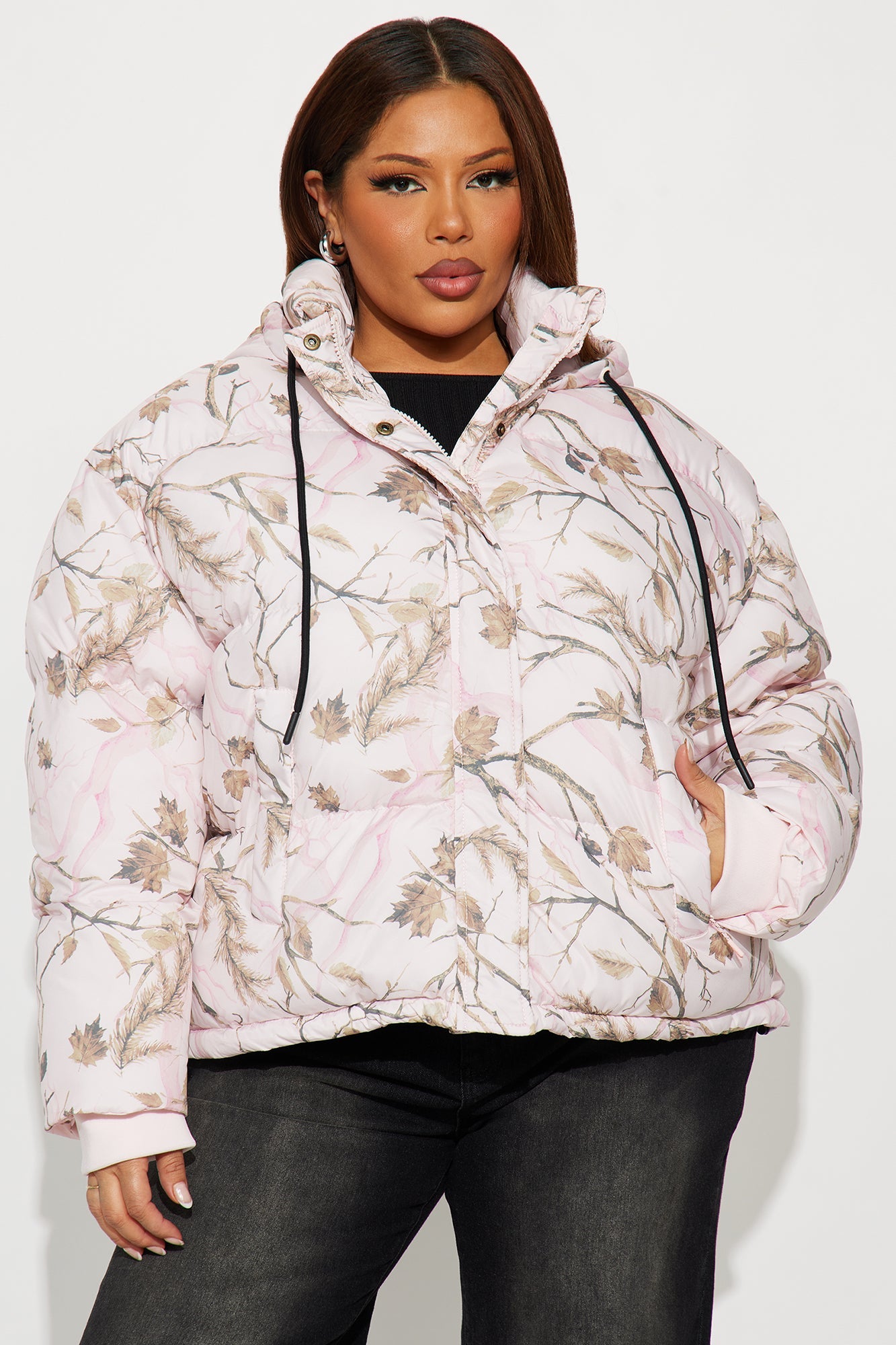 Ski Views Tree Camo Puffer Jacket - Pink/combo