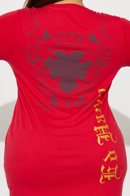 Ed Hardy Love Kills Slowly Long Sleeve Mini Dress - Red