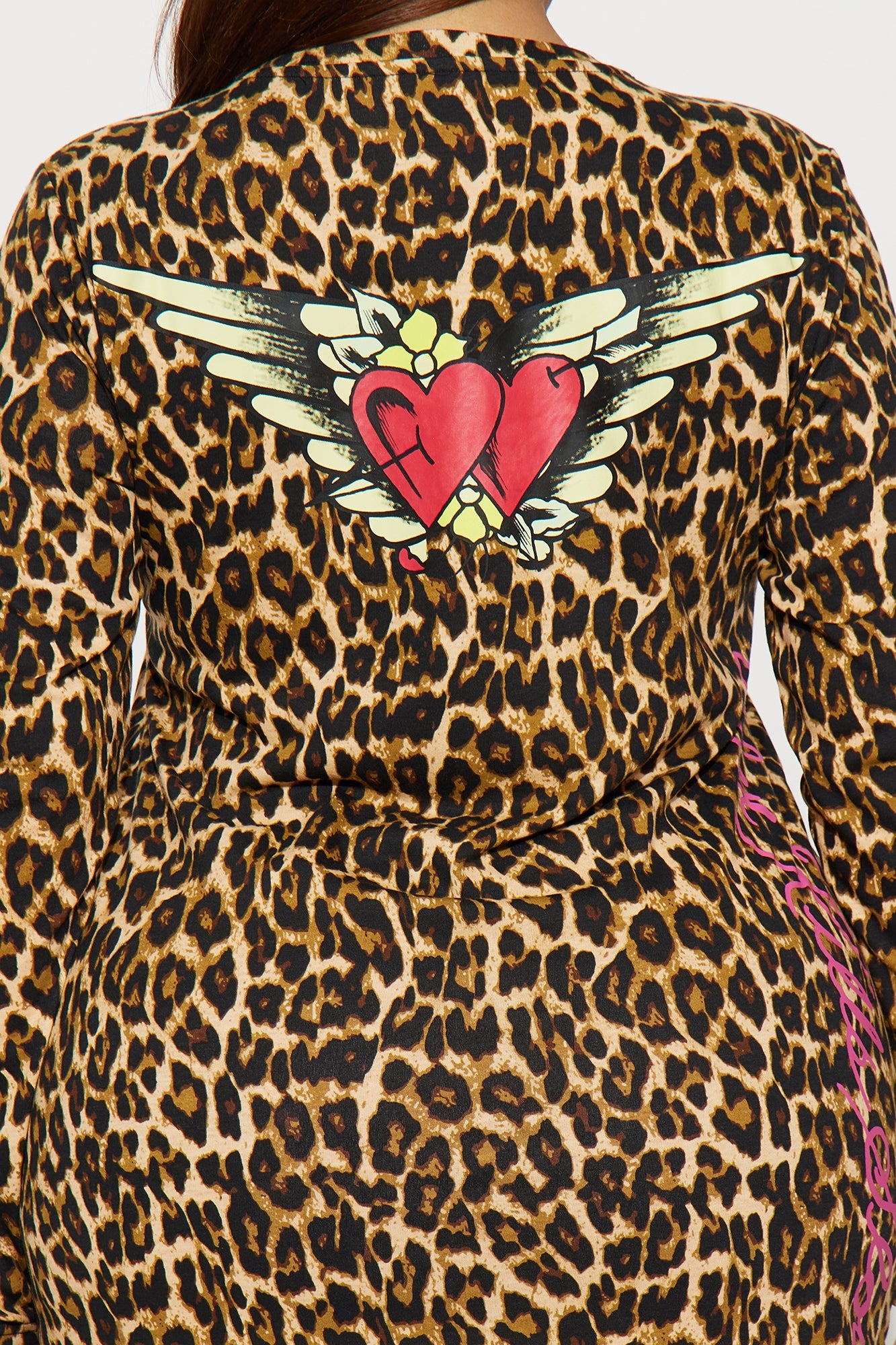 Ed Hardy Rose Long Sleeve Leopard Mini Dress - Leopard