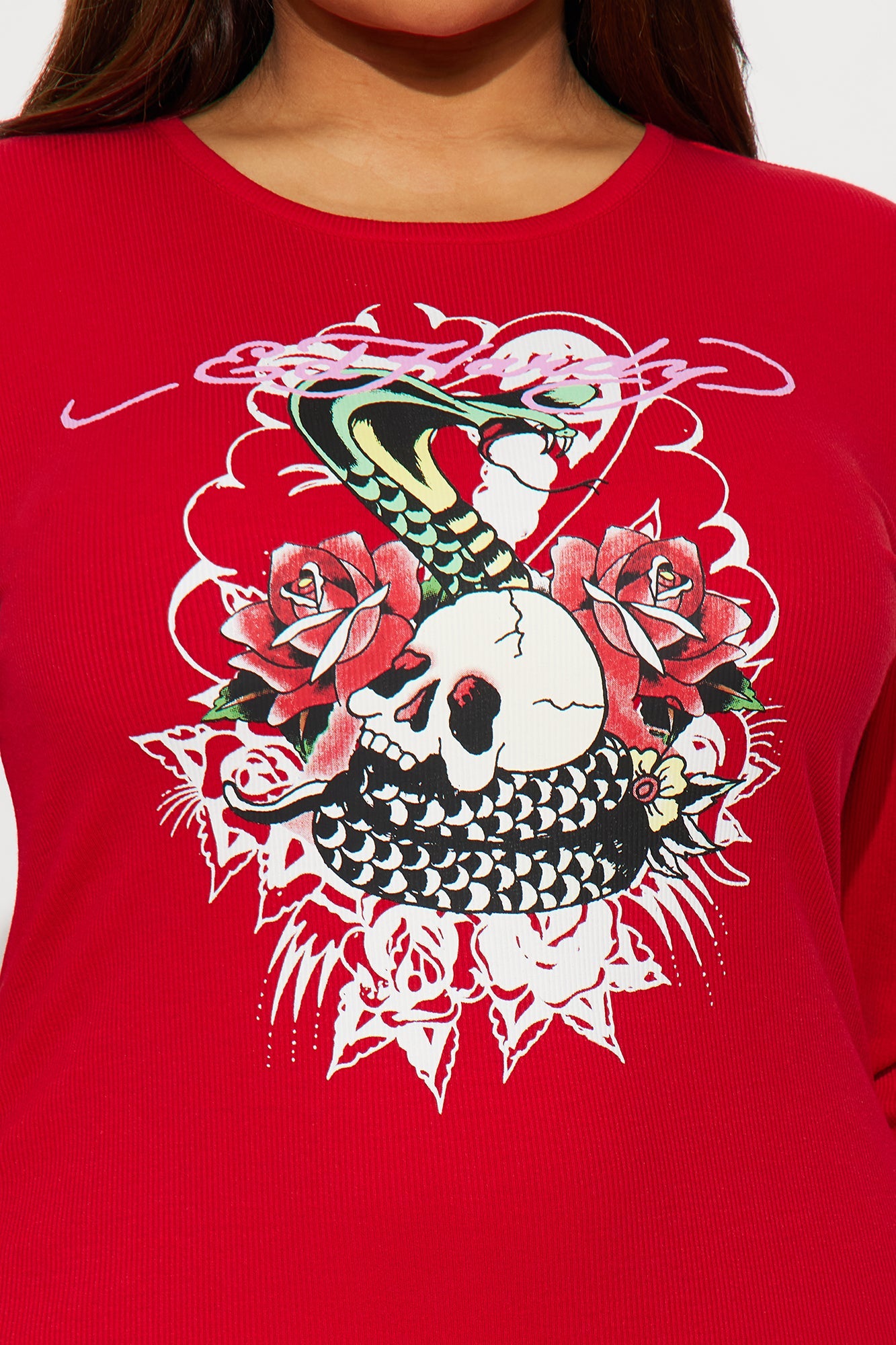 Ed Hardy Cobra Ribbed Mini Dress - Red