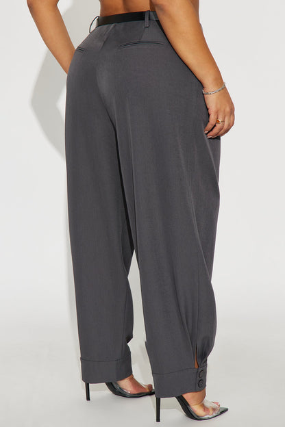 Helena Belted Trouser Pant - Charcoal