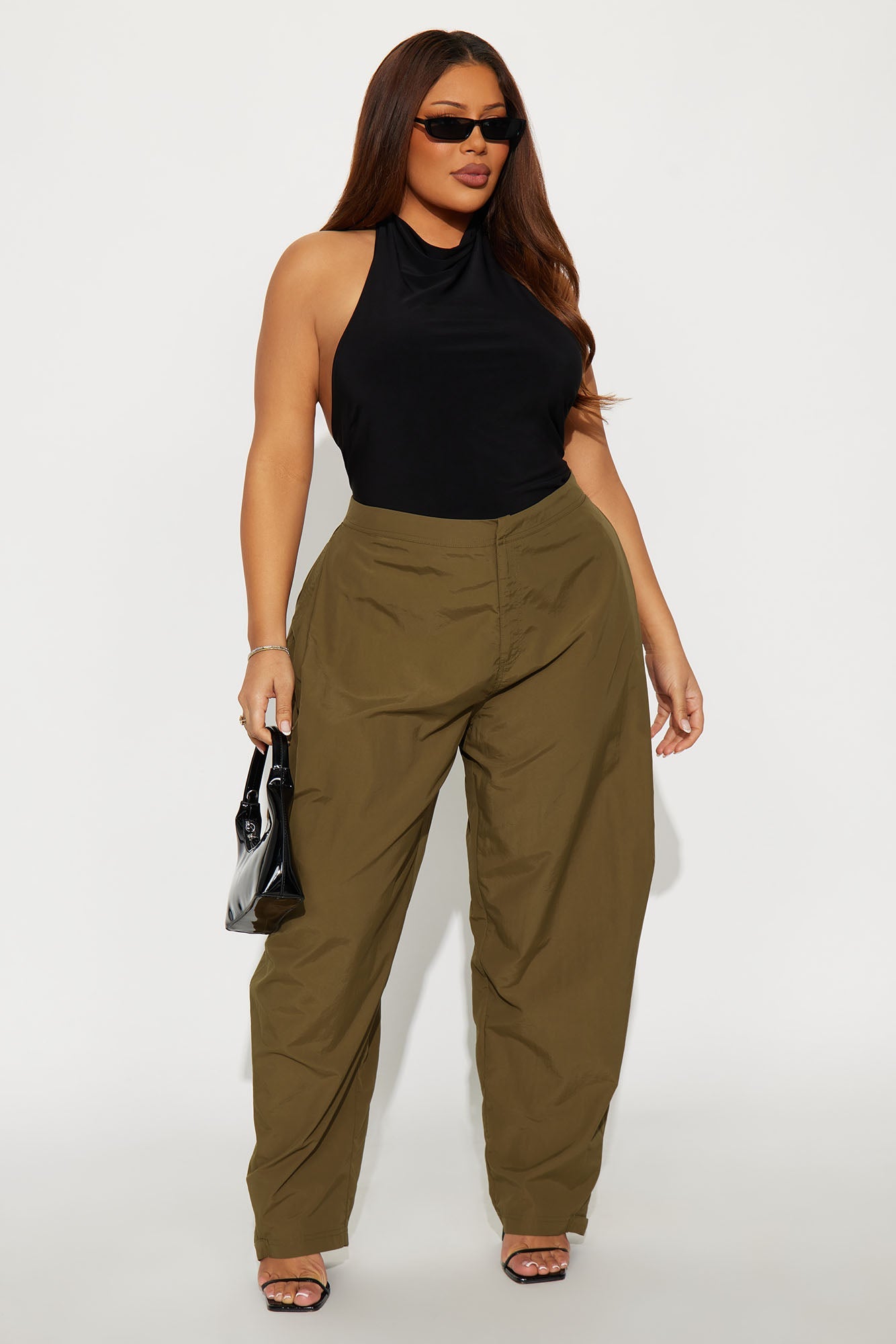 Nylon Windbreaker Pant - Military Green