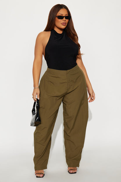 Nylon Windbreaker Pant - Military Green