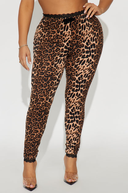 Florentina Lace Trim Legging - Brown/combo