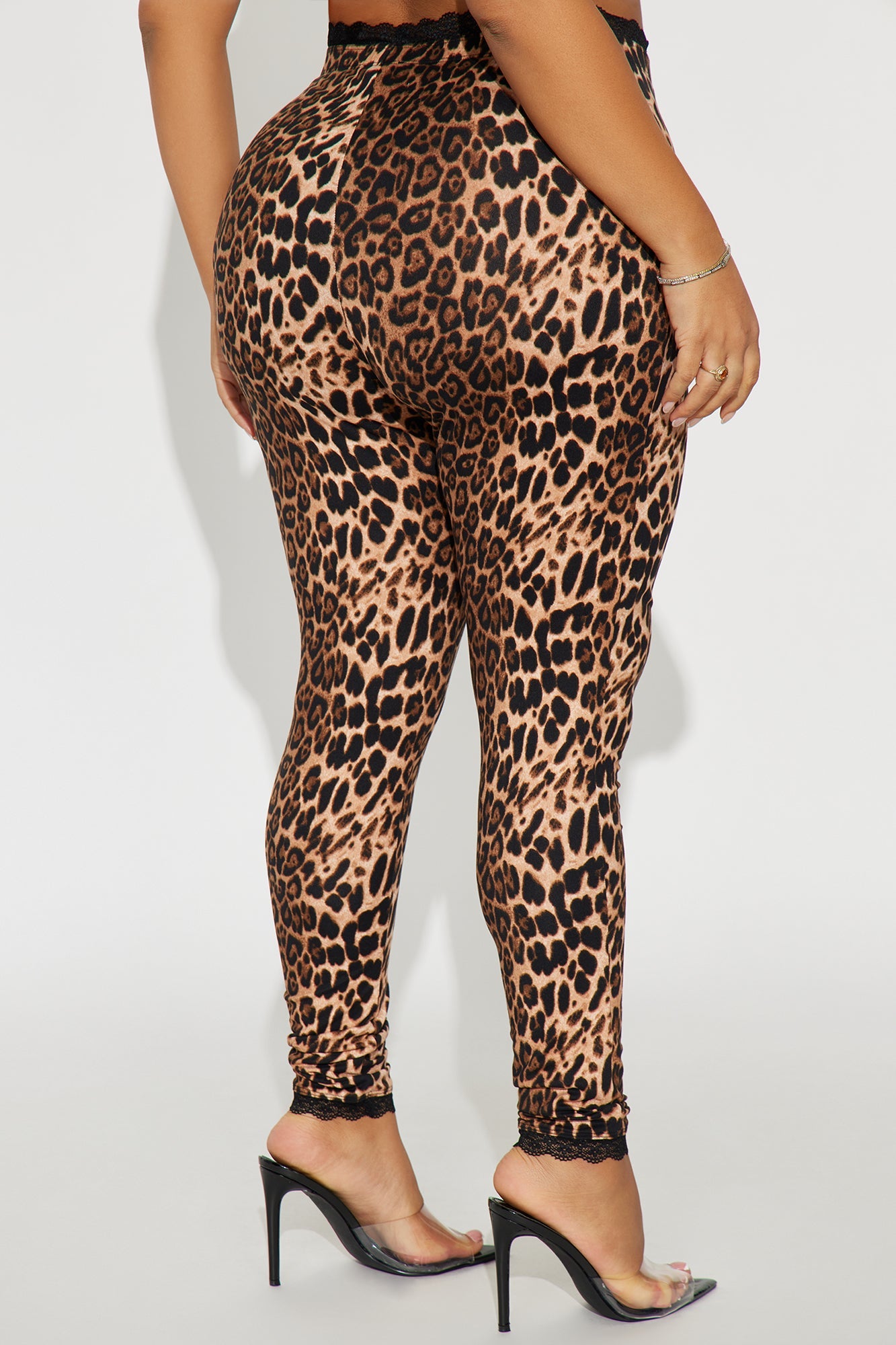 Florentina Lace Trim Legging - Brown/combo